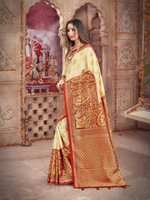 Off White Banarasi Art Silk Woven Saree